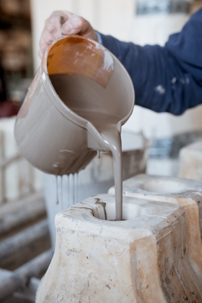clay poured into mold