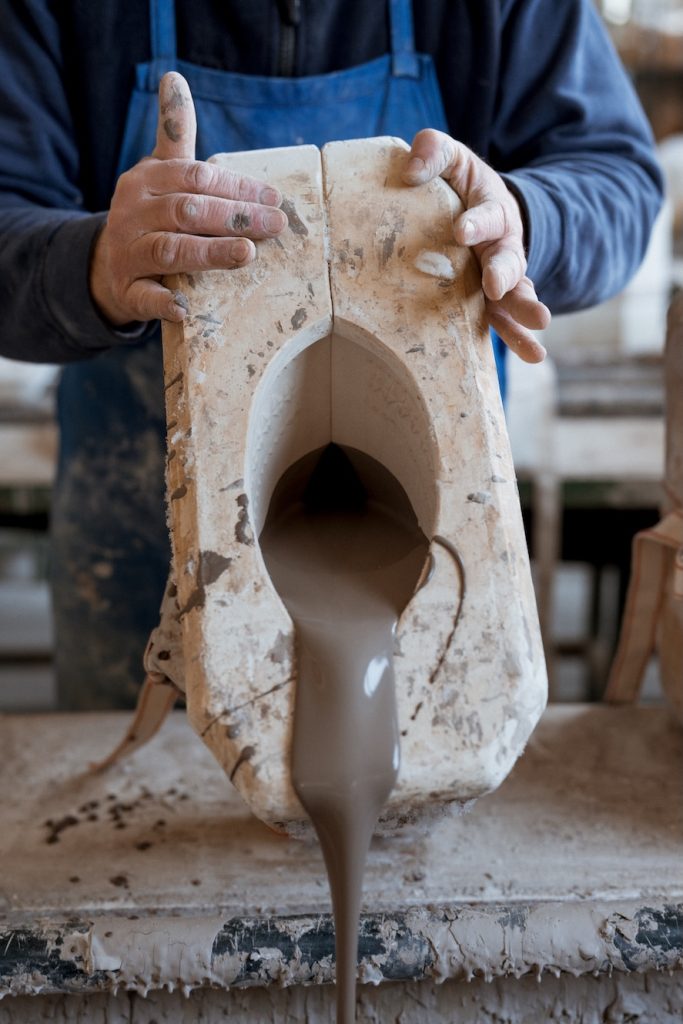 clay poured into mold